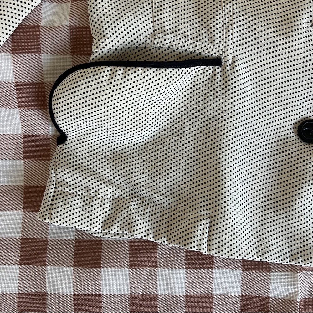 Jones New York 100% Silk Polka Dot Cream Blazer with Black Trim - Picture 4 of 11